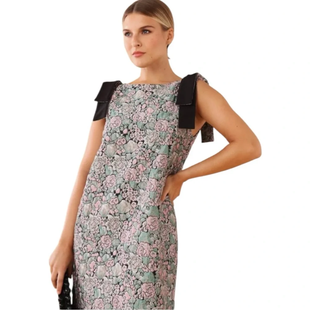 Abbey Glass Michelle Floral Jacquard Sleeveless Dress In Bursting Bloom Size XL - Picture 4 of 12